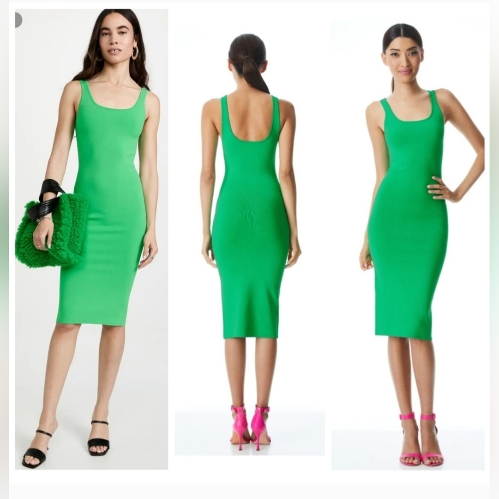 alice + olivia darian green midi dress Size Meduim - Picture 4 of 16